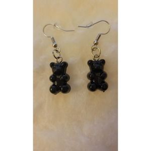 Black Goth Gummy Bear Earrings